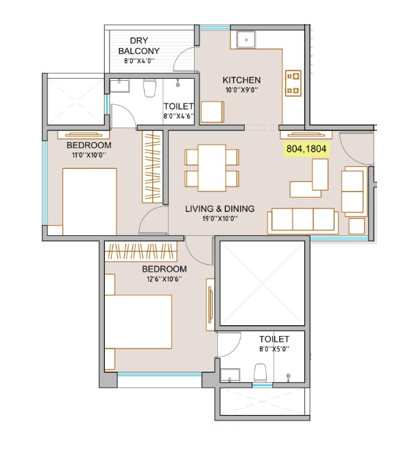 ANP Memento Unit plan - 661 sq.ft.