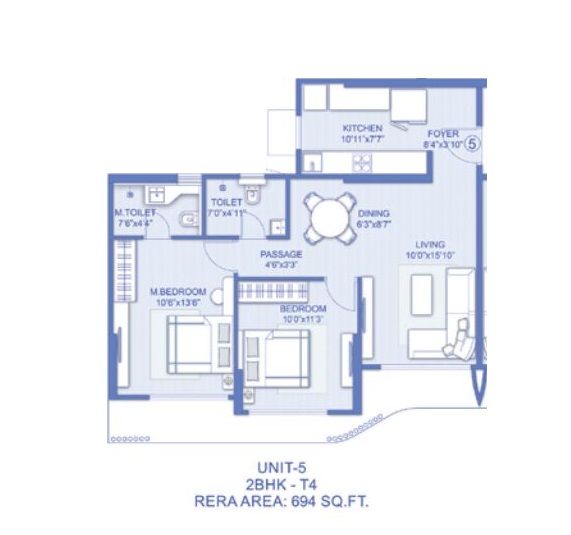 Romell Ariana Unit plan - 694 sq.ft.