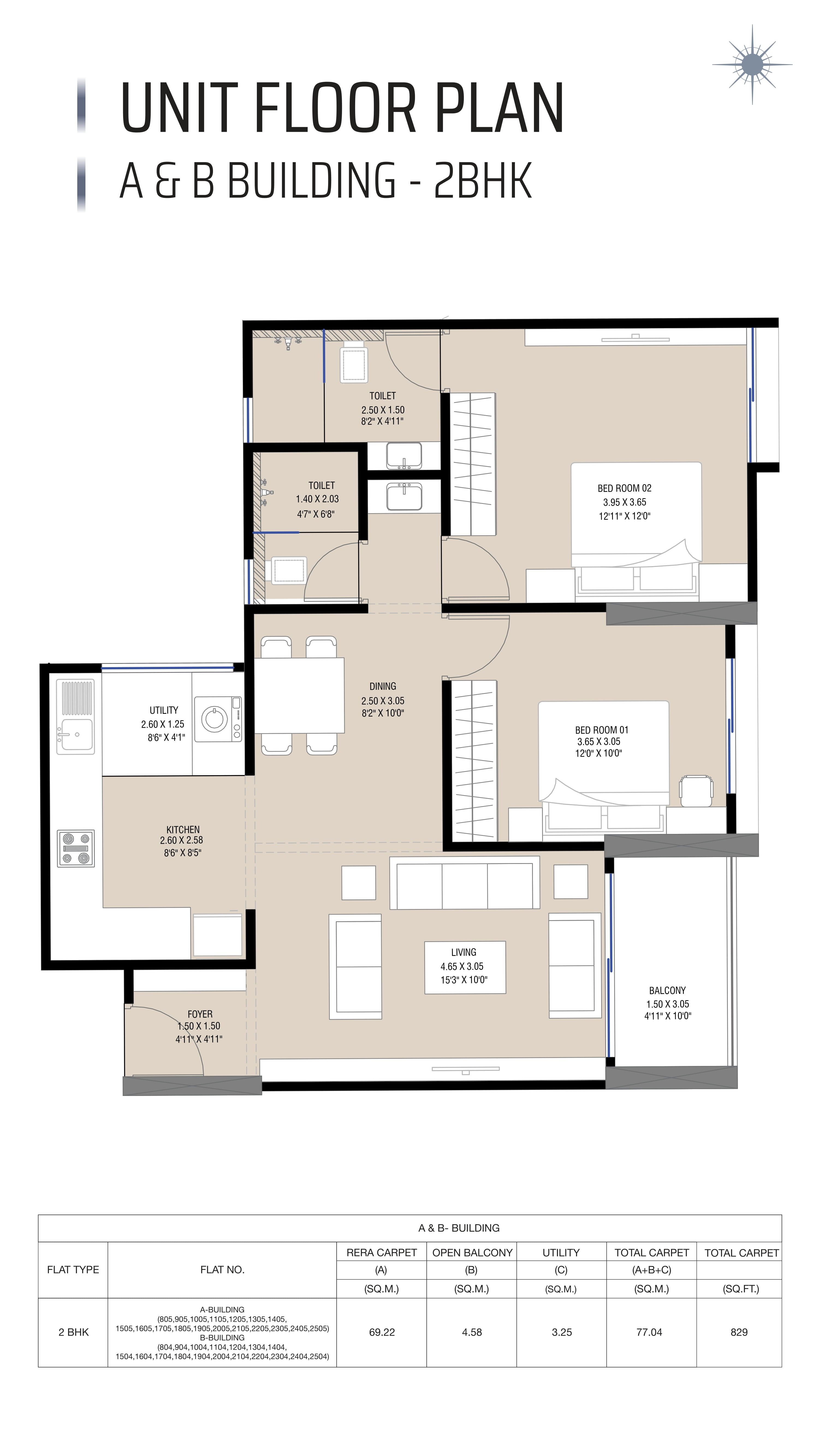 Unit plan - 829 sq.ft.