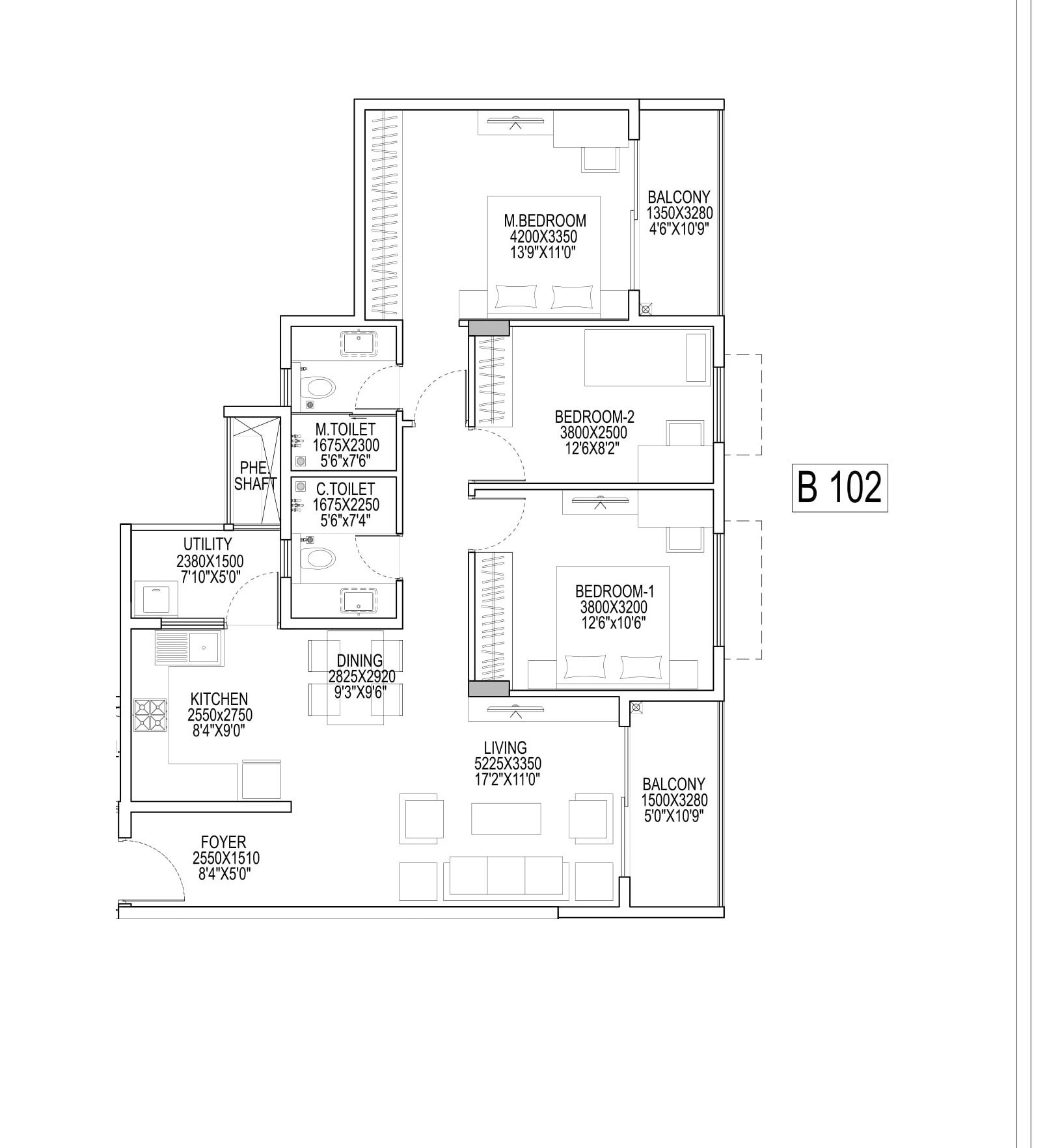 Unit plan - 891 sq.ft.