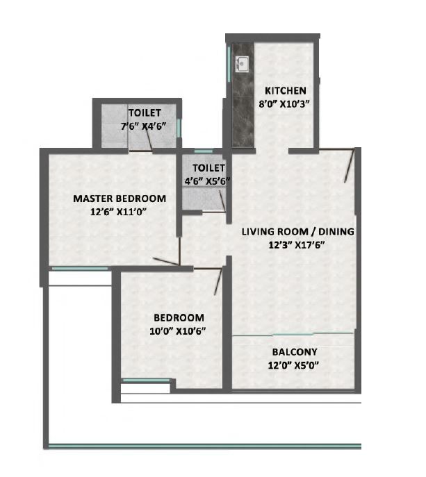 Kumar Primeview Unit plan - 731 sq.ft.