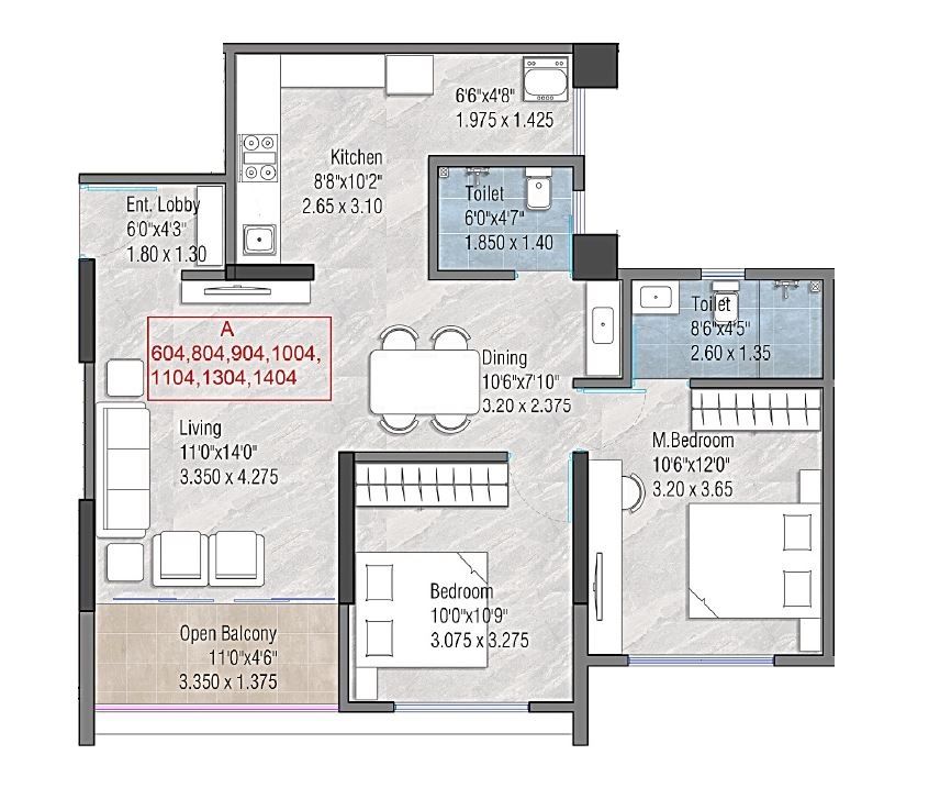 Millennium Falcon Unit plan - 765 sq.ft.
