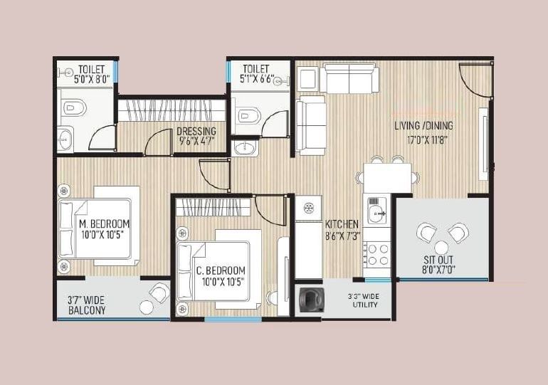 Unit plan - 781 sq.ft.