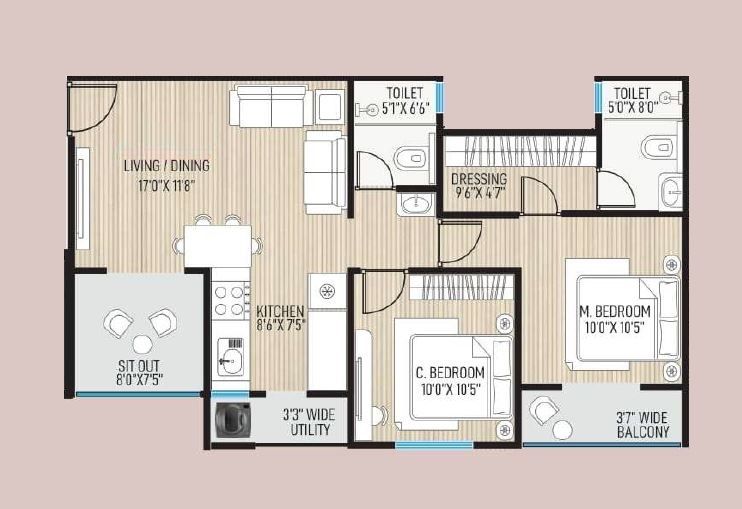 Balwadkar Shreepati Heritage Unit plan - 784 sq.ft.