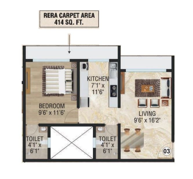 Unit plan - 414 sq.ft.