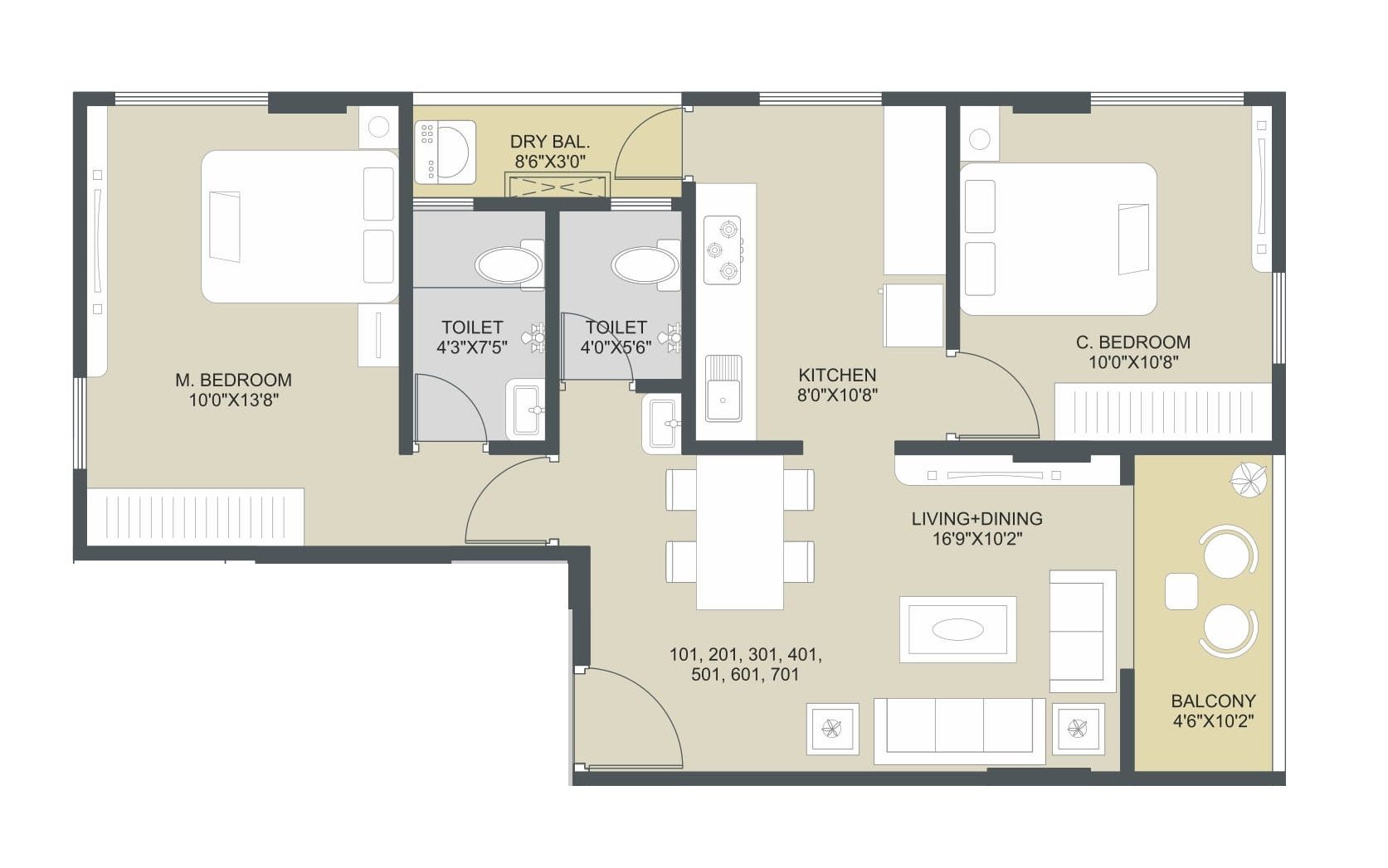 Unit plan - 692 sq.ft.
