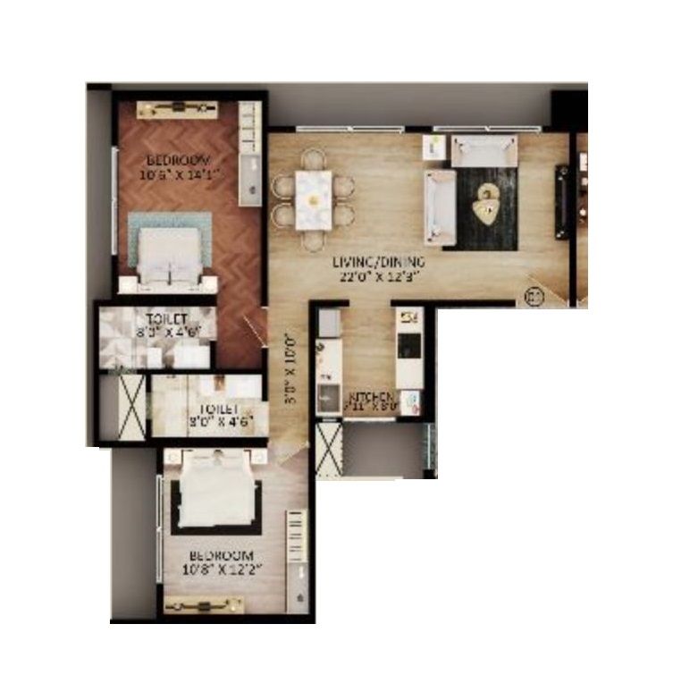 Nettheim Chirag Heights Unit plan - 770 sq.ft.