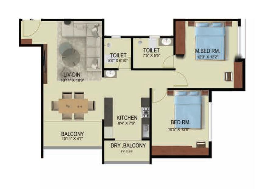Nirmitee Serenora Unit plan - 783 sq.ft.