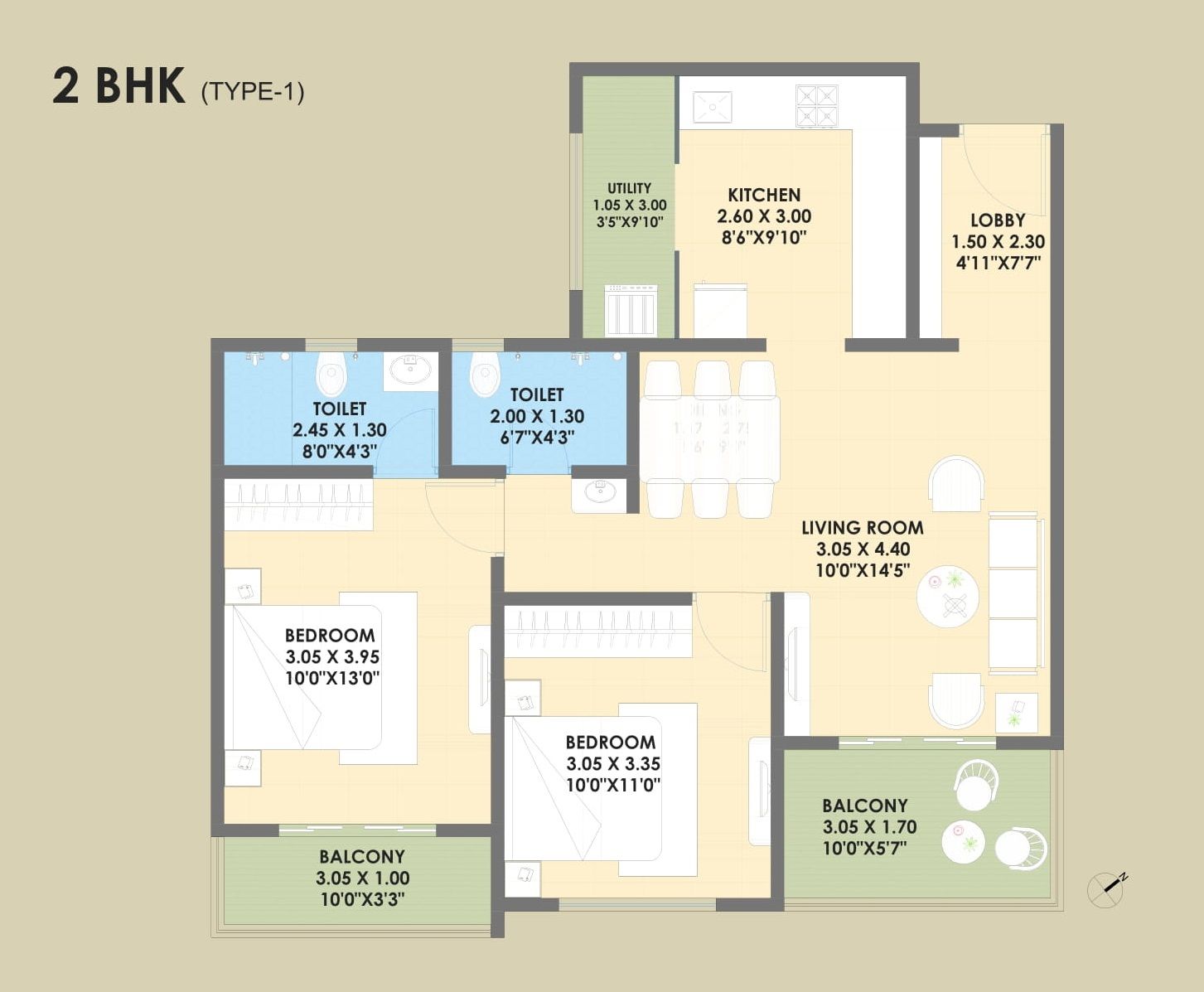 Unit plan - 800 sq.ft.