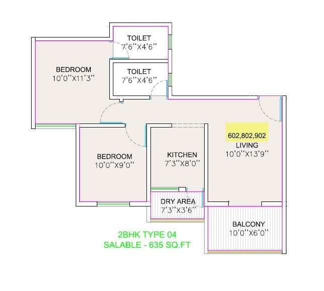 ANP Olympus Unit plan - 634 sq.ft.