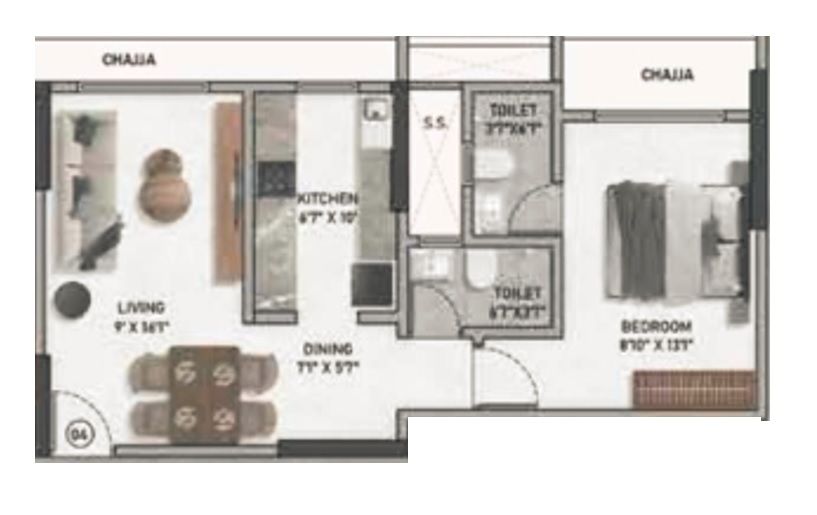 Unit plan - 460 sq.ft.