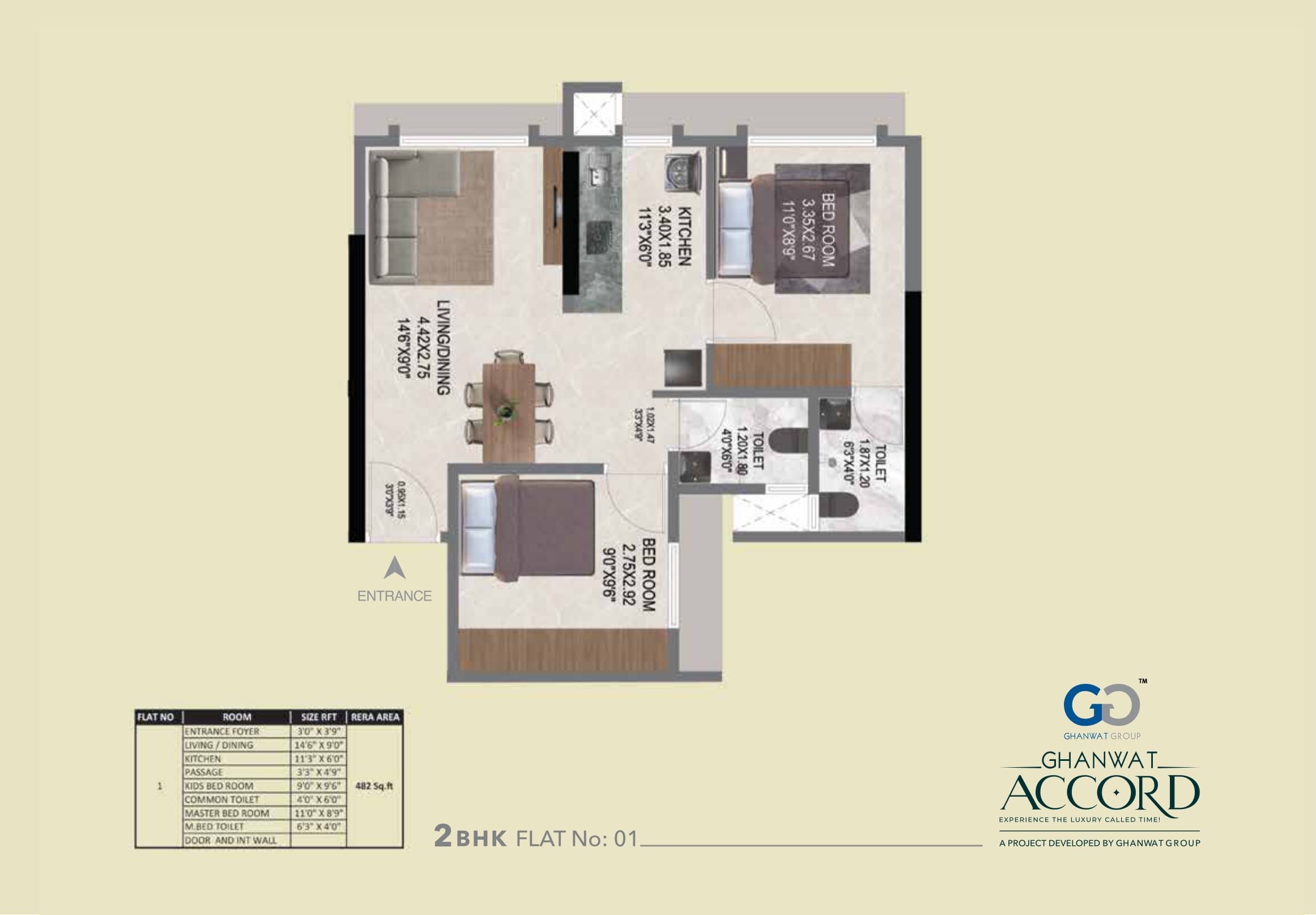 Unit plan - 482 sq.ft.