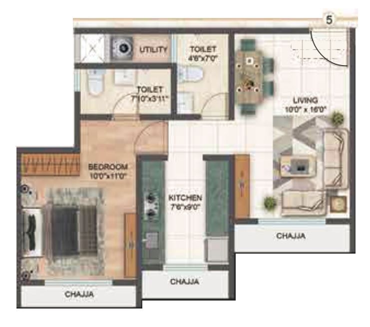 Unit plan - 484 sq.ft.