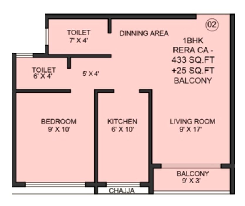 Unit plan - 458 sq.ft.
