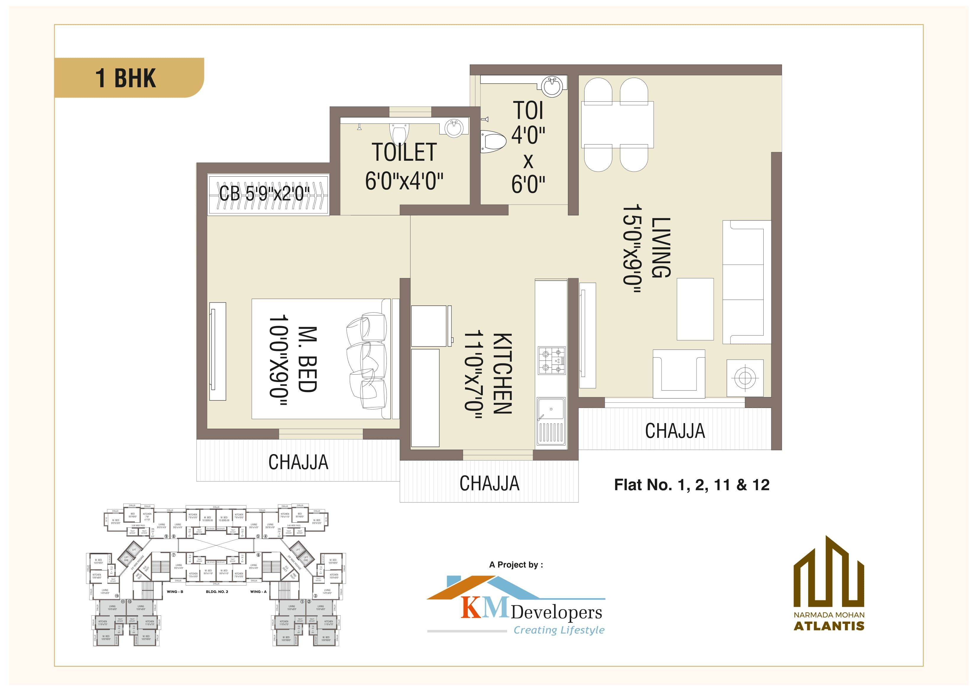 Narmada Mohan Atlantis Unit plan - 376 sq.ft.