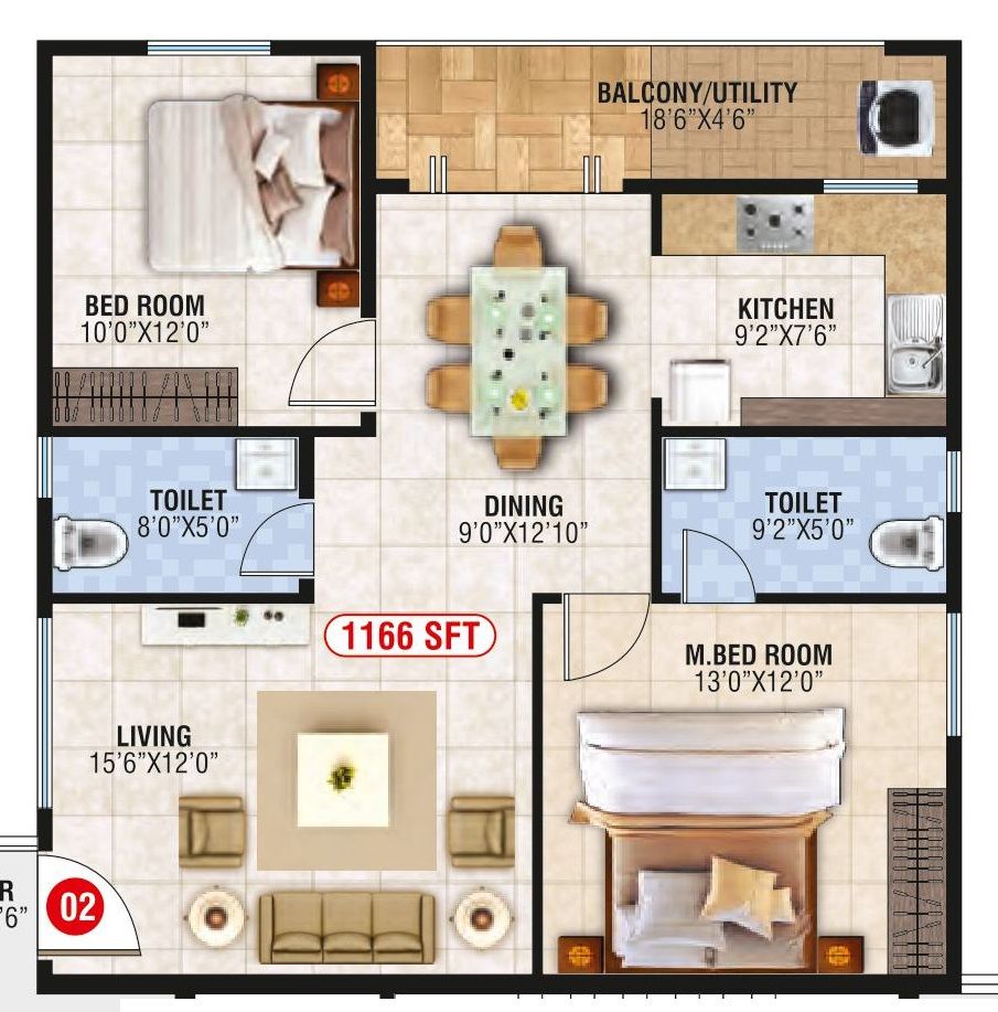 Unit plan - 816 sq.ft.