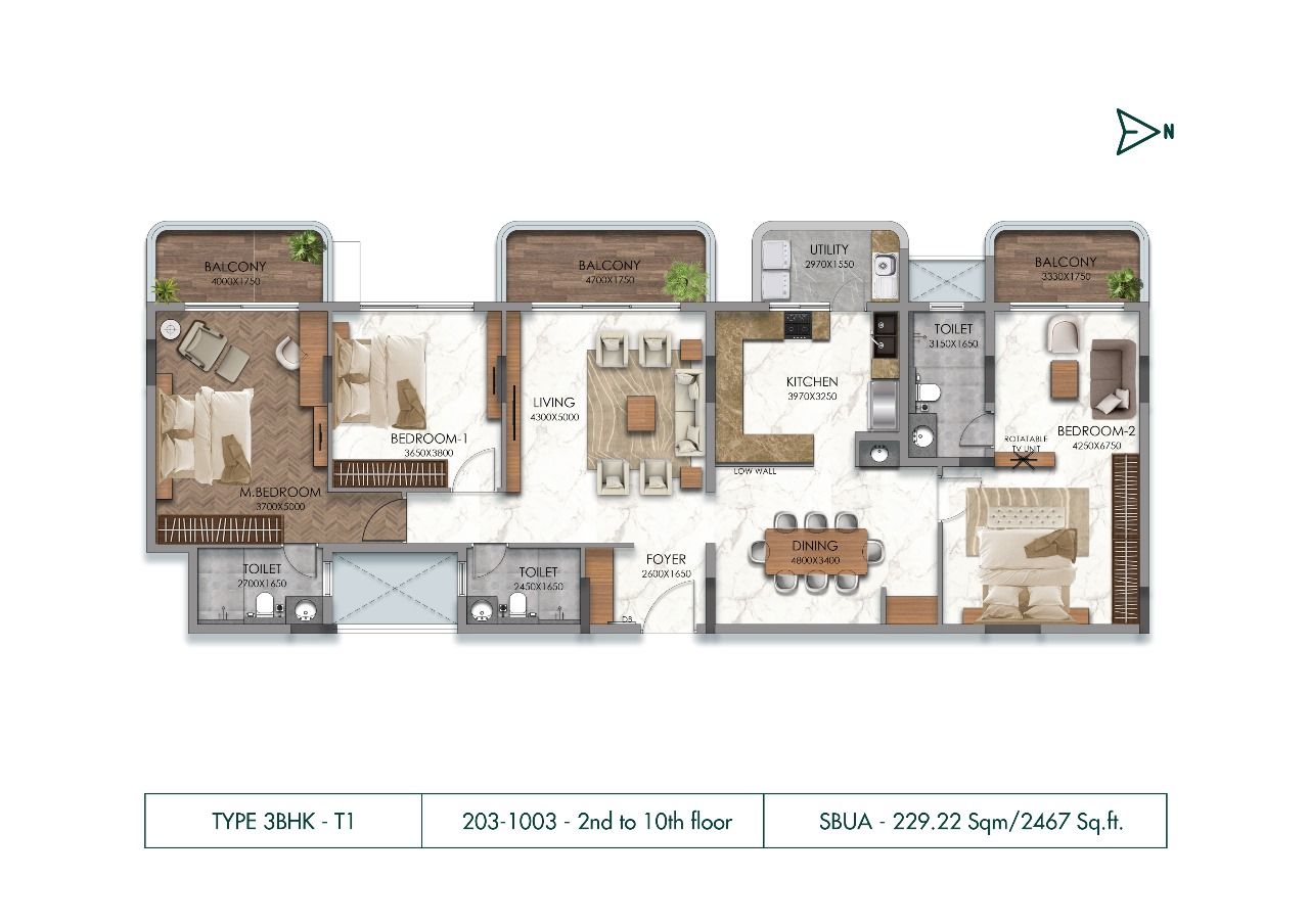 Unit plan - 1728 sq.ft.