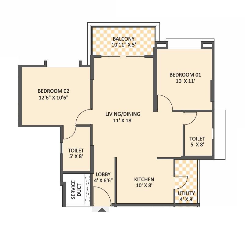 Bramha SkyCity Unit plan - 787 sq.ft.