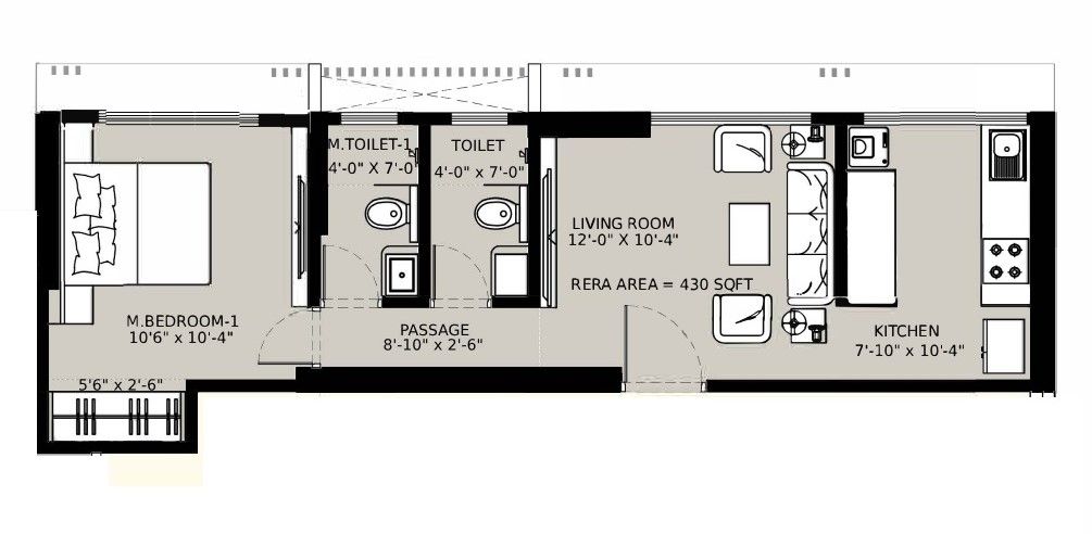 Unit plan - 430 sq.ft.