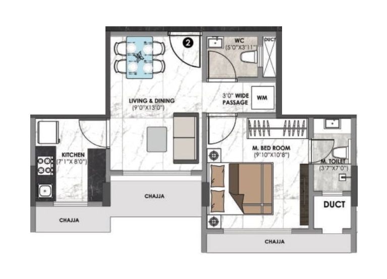 Unit plan - 369 sq.ft.