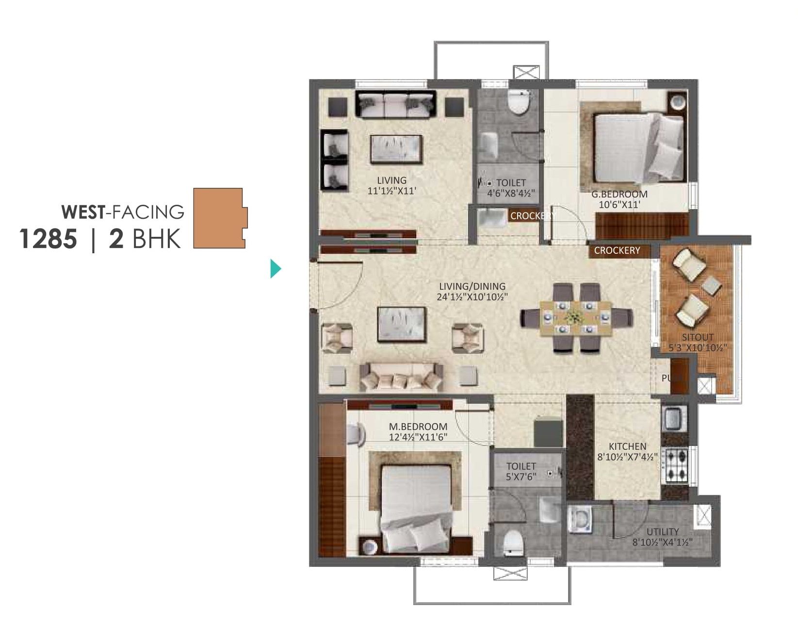 Unit plan - 899 sq.ft.