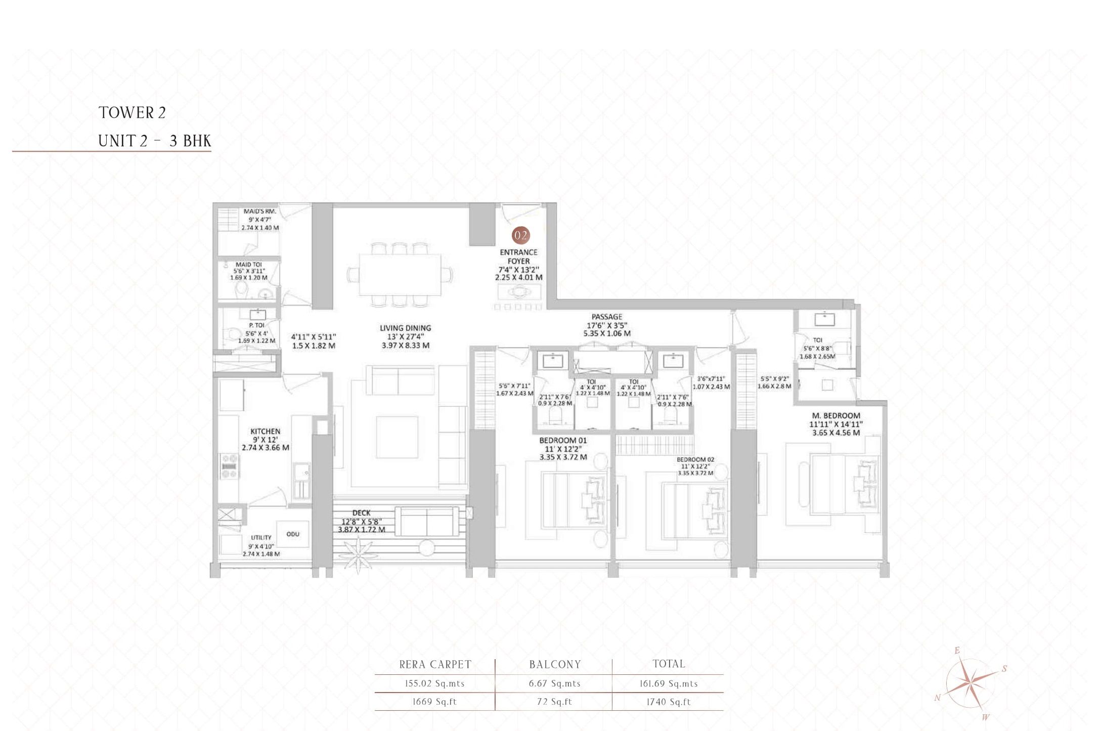 Unit plan - 1740 sq.ft.