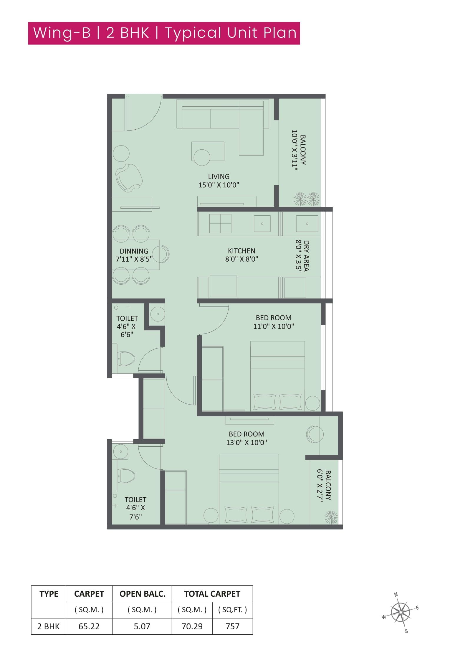 Unit plan - 757 sq.ft.