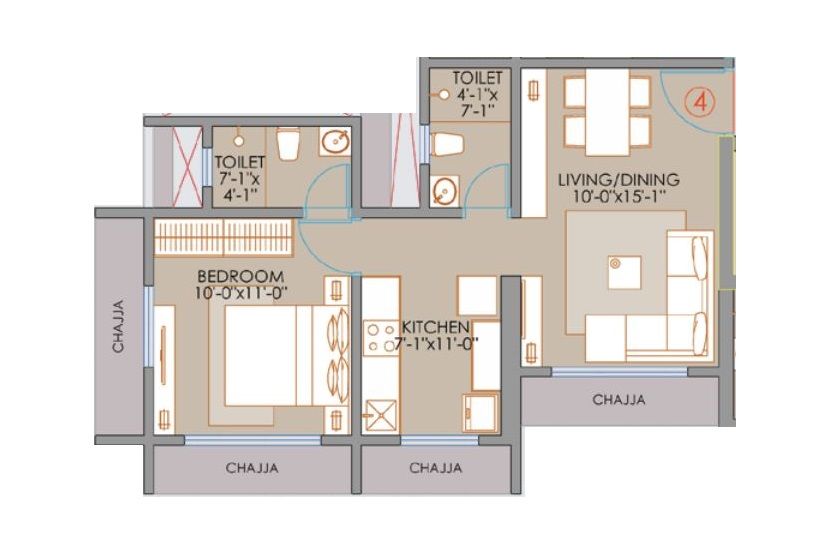Unit plan - 421 sq.ft.