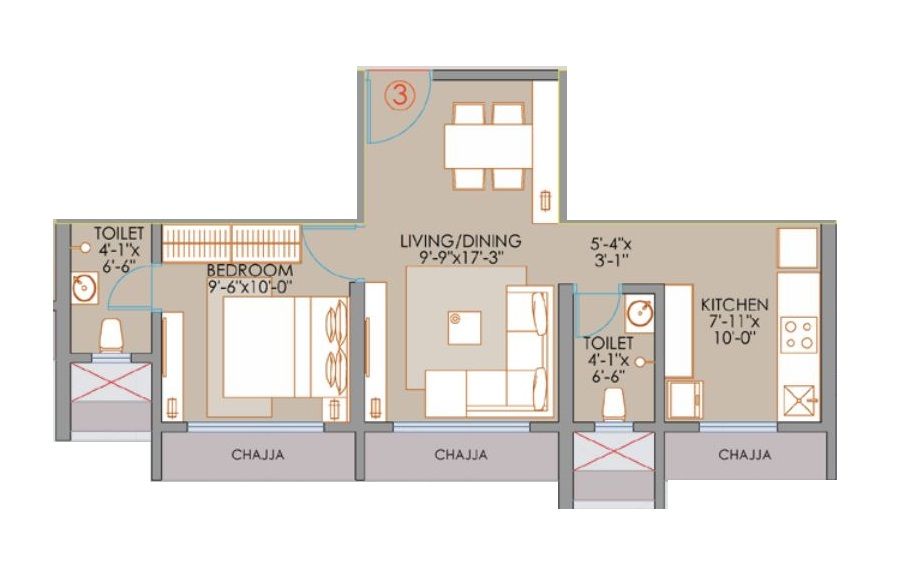 Veena Suyog Unit plan - 436 sq.ft.