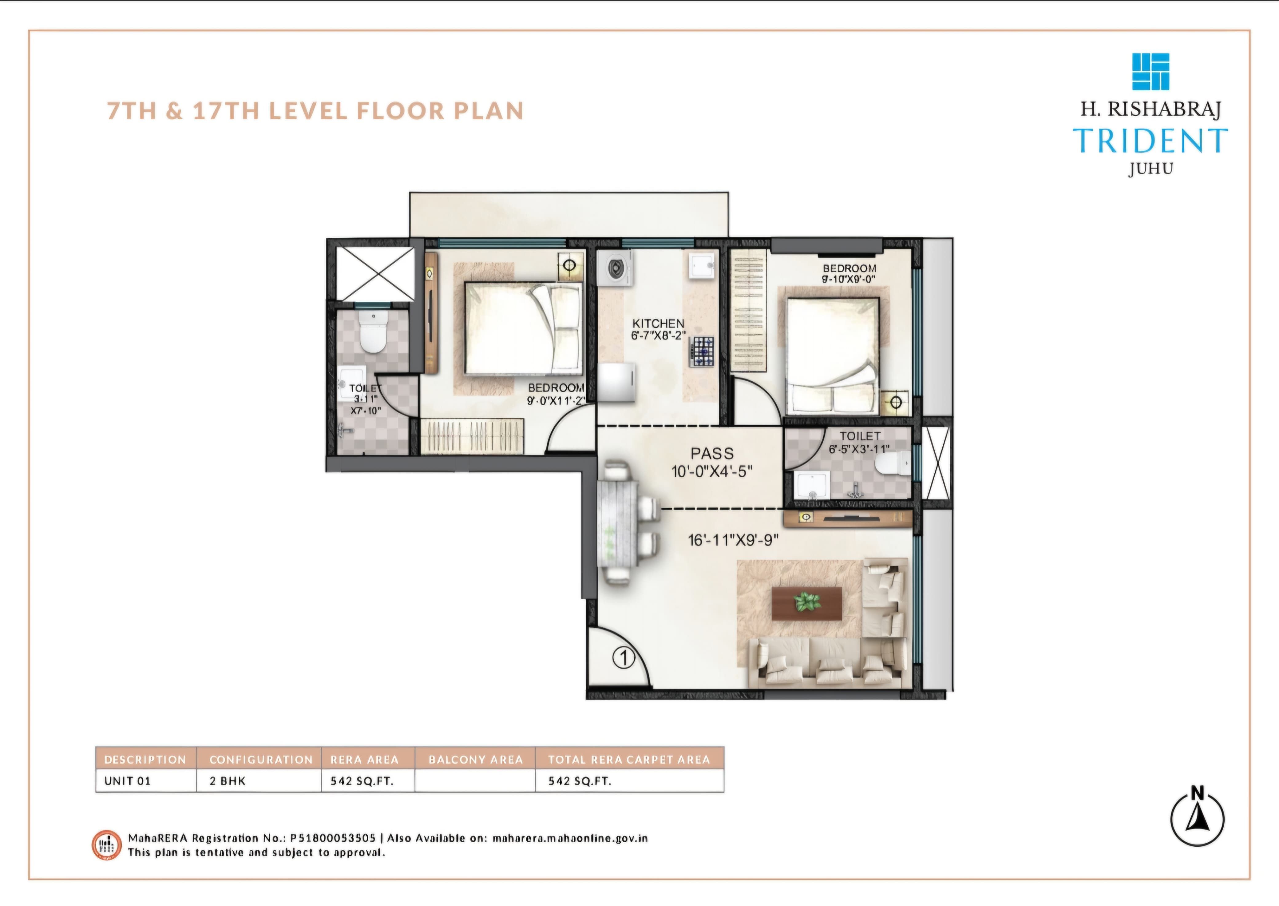 Unit plan - 542 sq.ft.