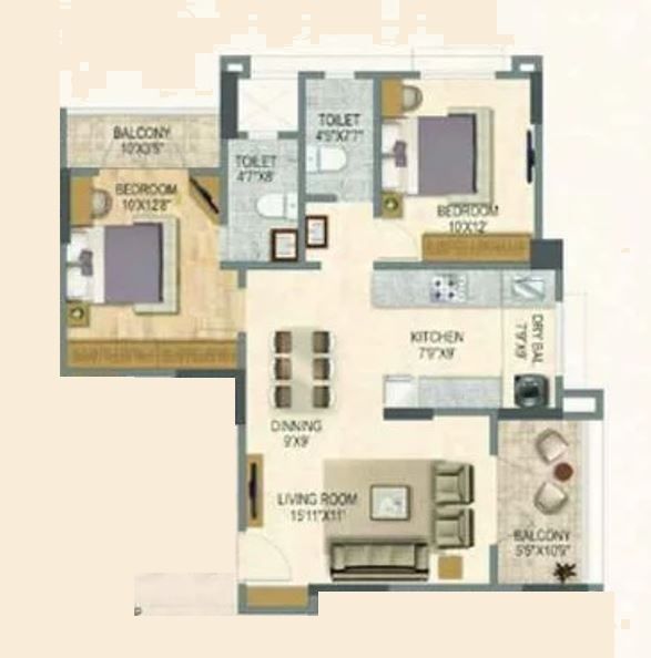 Unit plan - 742 sq.ft.