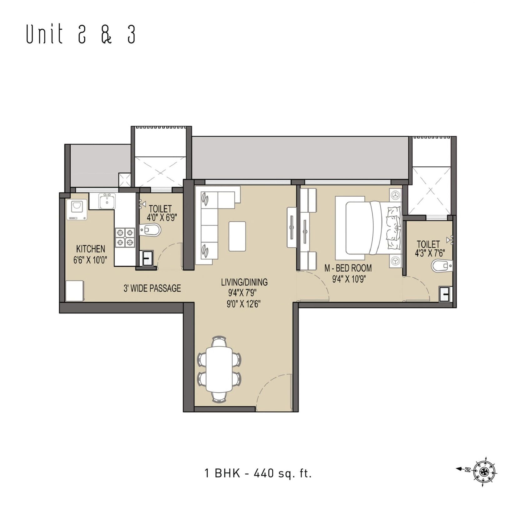Unit plan - 440 sq.ft.