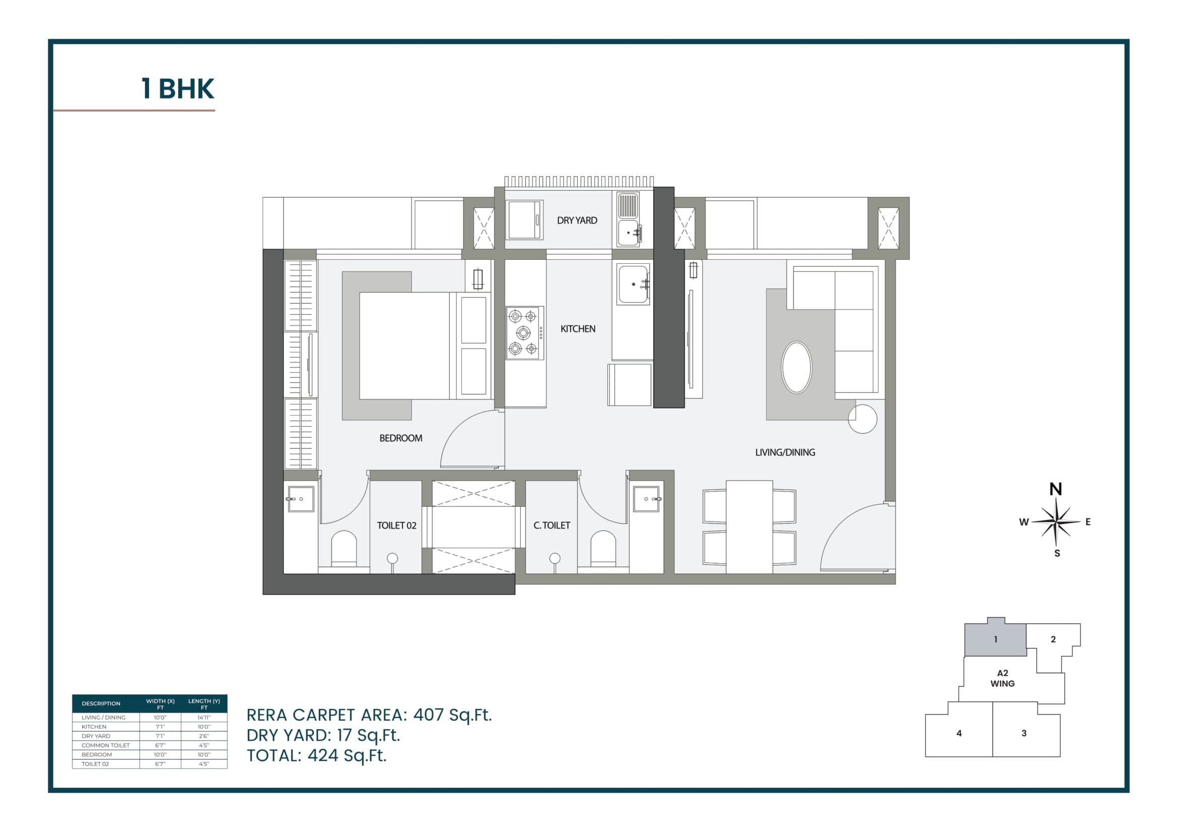 AnchorPoint Aviara Unit plan - 424 sq.ft.