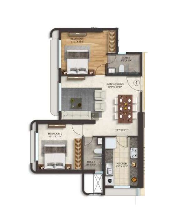 Unit plan - 754 sq.ft.