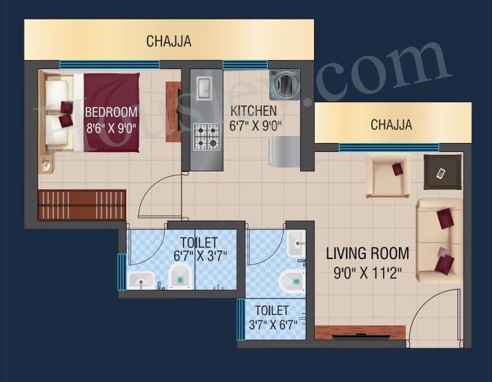 Vihang Marina Unit plan - 309 sq.ft.