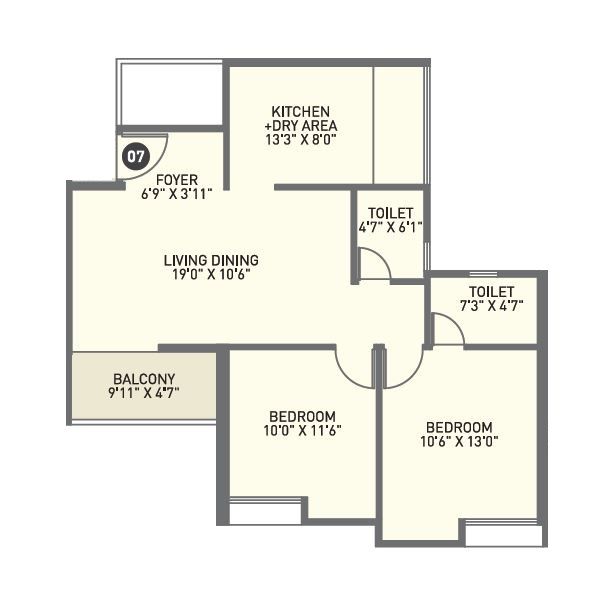 Kiran Swastik Unit plan - 728 sq.ft.