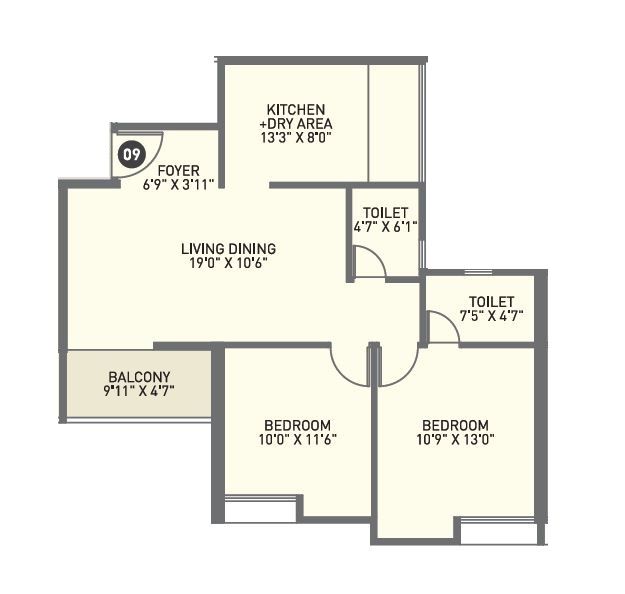 Kiran Swastik Unit plan - 730 sq.ft.