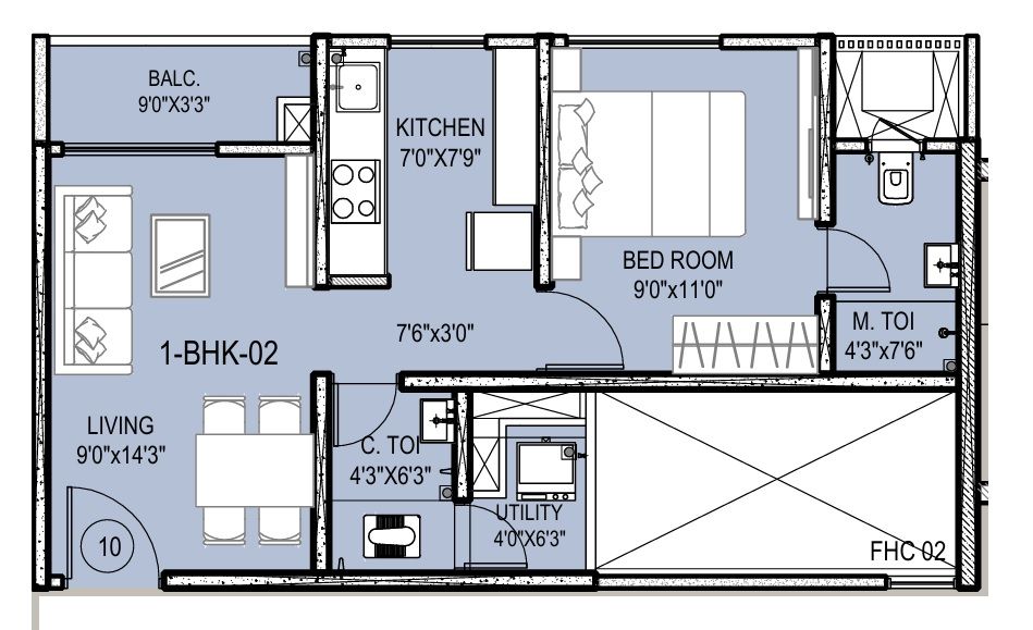 Kohinoor Eden Unit plan - 452 sq.ft.