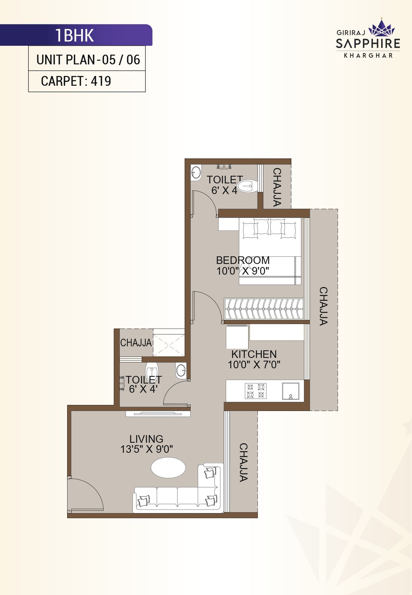 Unit plan - 419 sq.ft.