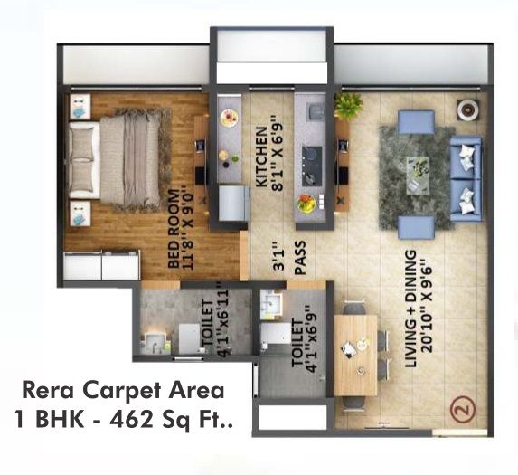 S3 Proxima Unit plan - 462 sq.ft.