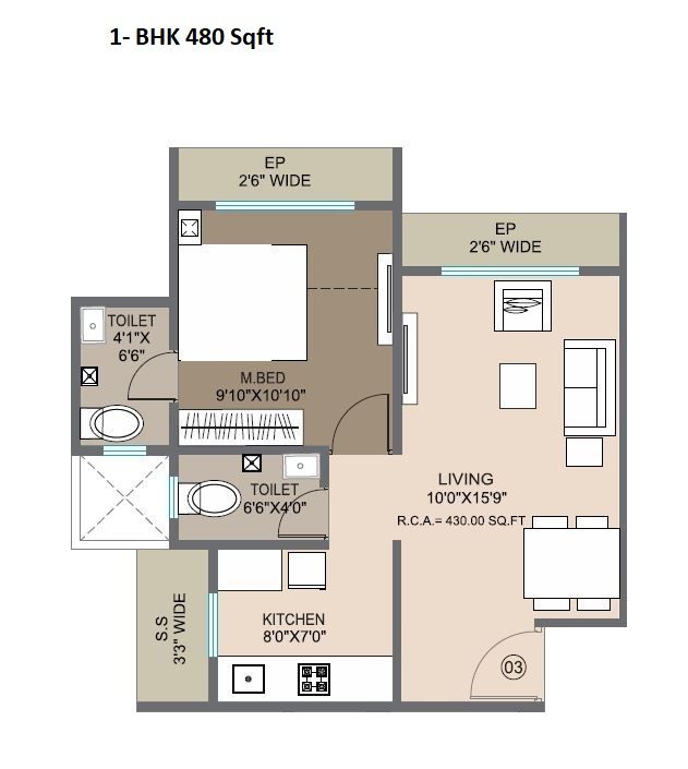 Unit plan - 480 sq.ft.