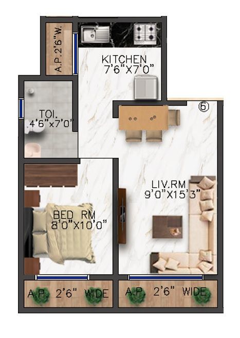 Unit plan - 370 sq.ft.