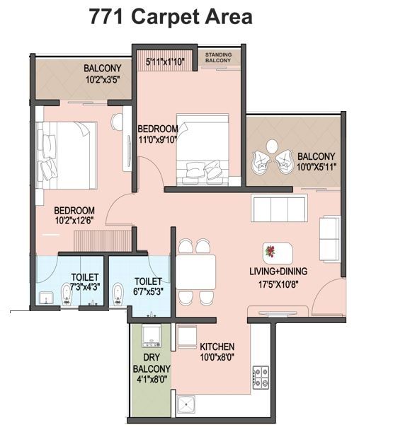Unit plan - 771 sq.ft.