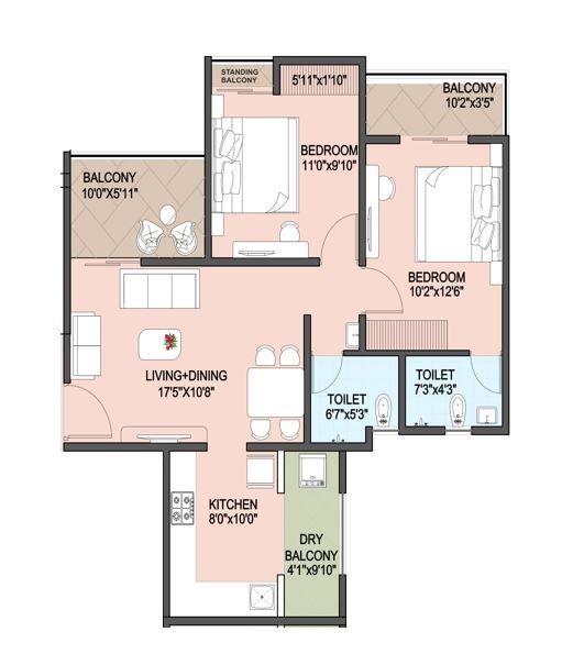 Divine Palm Springs Unit plan - 779 sq.ft.