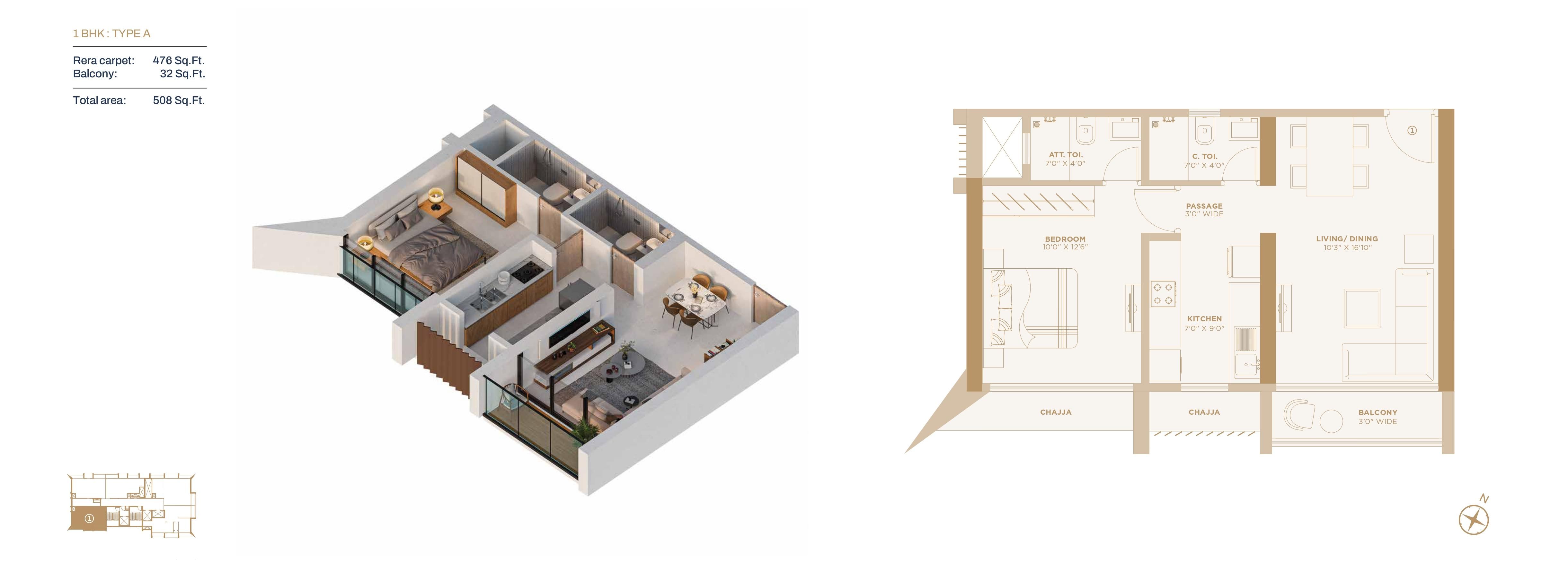 Mehta Legend Unit plan - 508 sq.ft.