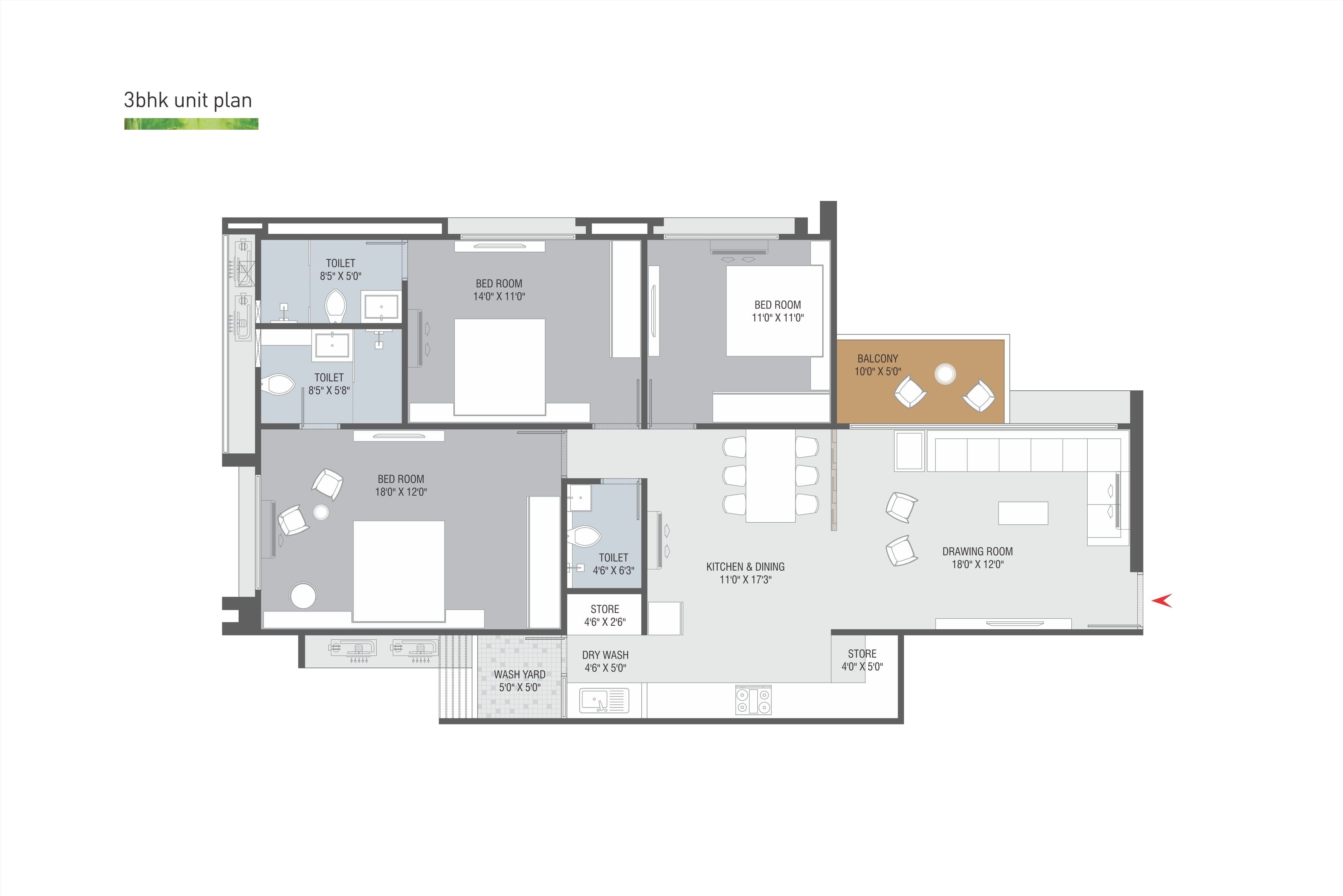 Unit plan - 1200 sq.ft.