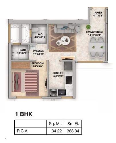 Unit plan - 368 sq.ft.