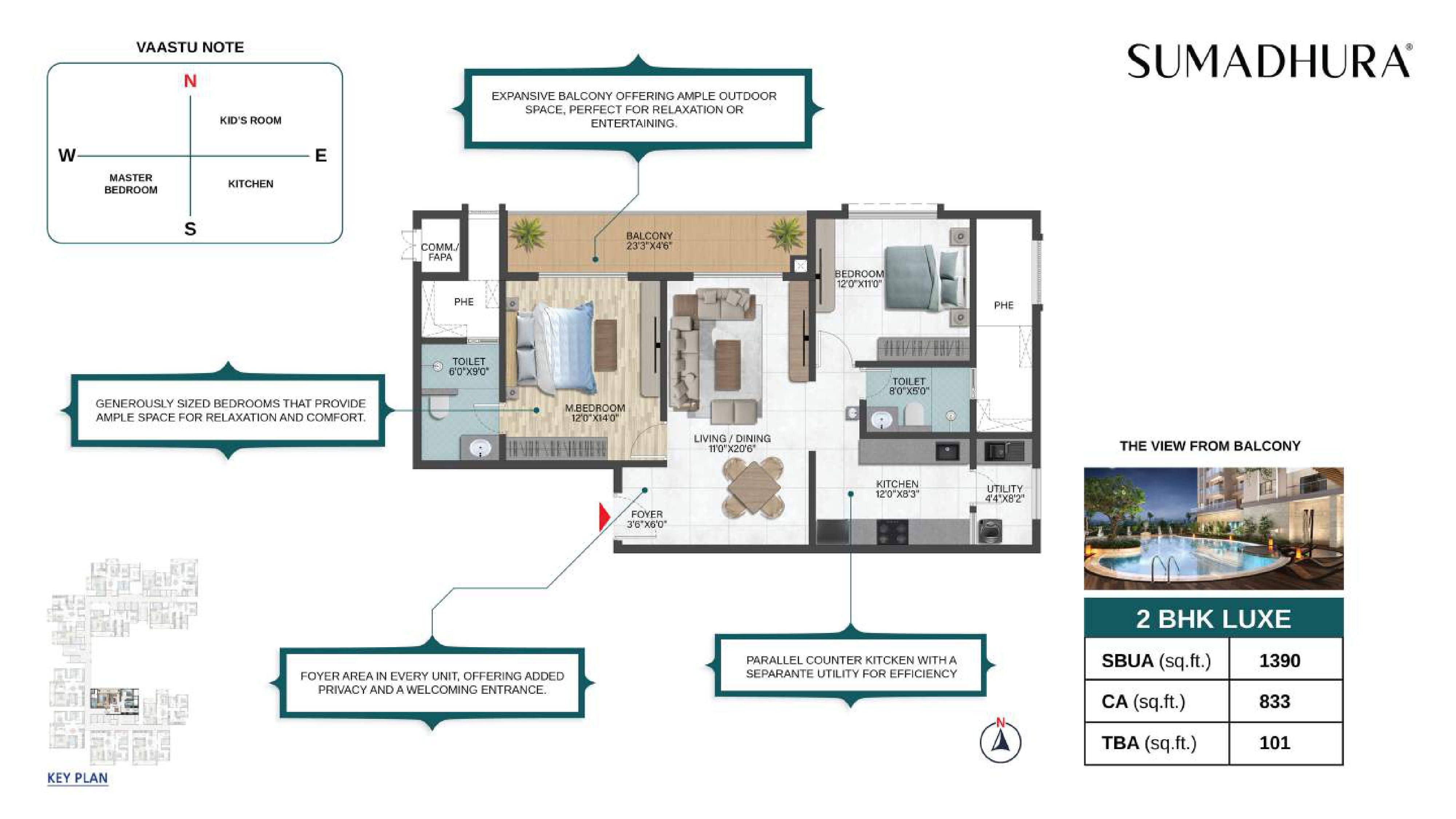 Unit plan - 973 sq.ft.