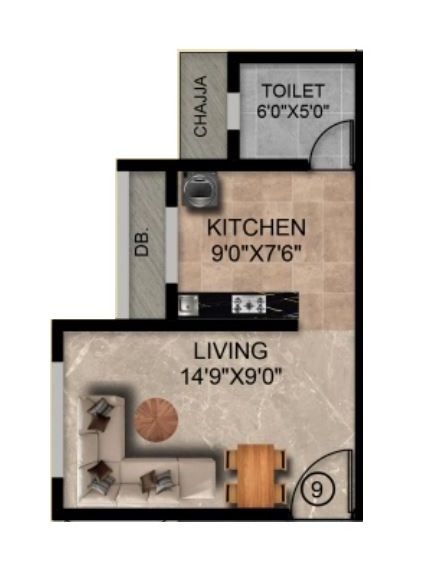 Sunshine Green Park Unit plan - 263 sq.ft.