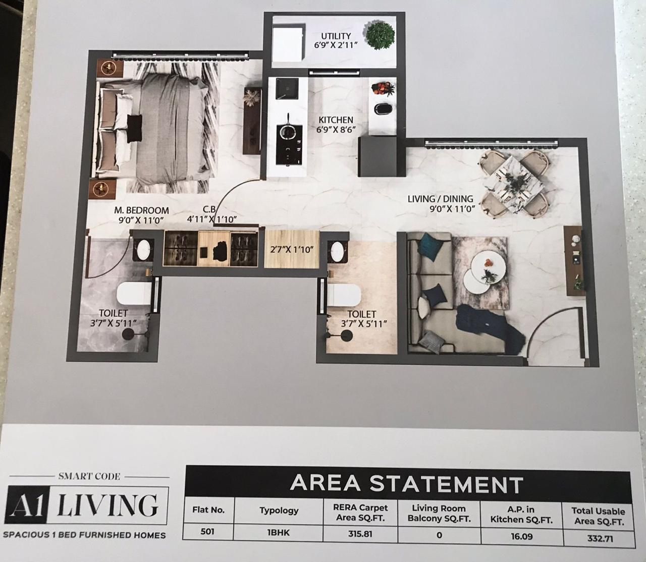 Unit plan - 334 sq.ft.
